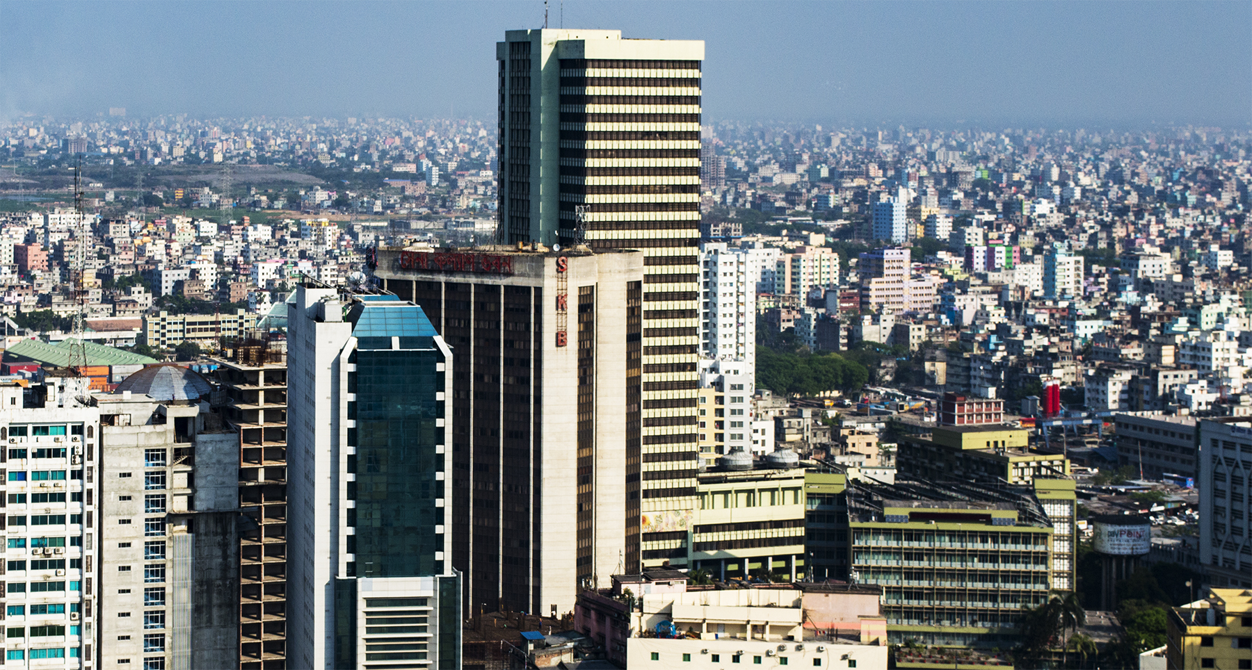 A vast stretch of city buildings make up Dhaka's Skyline