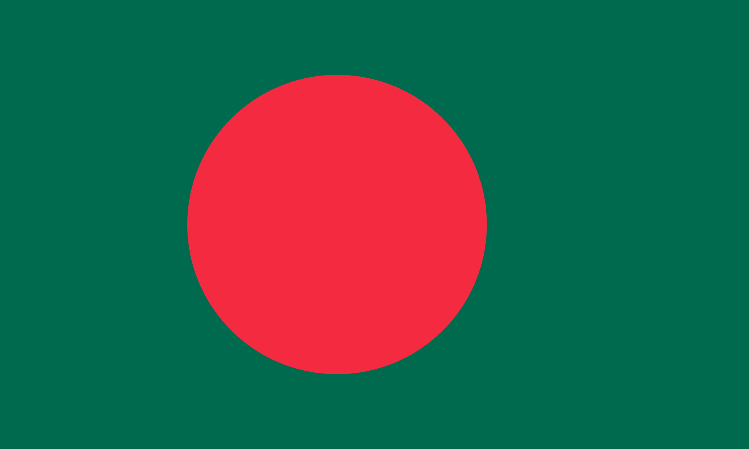 Bangladesh's flag, a red circle on a green background